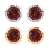 Set of 2 - D'Joy Poke Free Mozambique Garnet 1.25 ctw Stud Earrings in 18K Vermeil YG and Rhodium Over Sterling Silver
