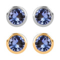 Set of 2 - D'Joy Poke Free Tanzanite 1.00 ctw Stud Earrings in 18K Vermeil YG and Rhodium Over Sterling Silver - Sticky add to cart bar