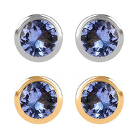 Set of 2 - D'Joy Poke Free Tanzanite 1.00 ctw Stud Earrings in 18K Vermeil YG and Rhodium Over Sterling Silver
