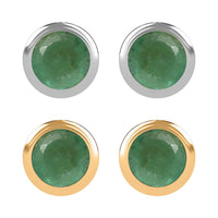 Set of 2 - D'Joy Poke Free Kagem Zambian Emerald 1.00 ctw Stud Earrings in 18K Vermeil YG and Rhodium Over Sterling Silver