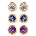 Set of 3 - D'Joy Poke Free Multi Gemstone 1.56 ctw Stud Earrings in 18K Vermeil Yellow Gold Over Sterling Silver - Sticky add to cart bar