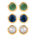 Set of 3 - D'Joy Multi Gemstone 1.18 ctw Stud Earrings in 18K Yellow Gold Vermeil Over Sterling Silver - Sticky add to cart bar