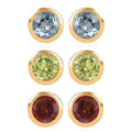 Set of 3 - D'Joy Poke Free Multi Gemstone 1.75 ctw Stud Earrings in 18K Vermeil Yellow Gold Over Sterling Silver - Sticky add to cart bar