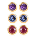 Set of 3 - D'Joy Poke Free Multi Gemstone 1.80 ctw Stud Earrings in 18K Vermeil Yellow Gold Over Sterling Silver - Sticky add to cart bar