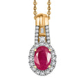 D'Joy AAA Royal Ruby and Diamond 1.40 ctw Halo Pendant Necklace in 18K Vermeil Yellow Gold Over Sterling Silver 20 Inches - Sticky add to cart bar