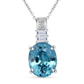 AAA Cambodian Blue Zircon and G-H SI Luxuriant Lab Grown Diamond 4.20 ctw Pendant Necklace in 10K White Gold 18 Inches - Sticky add to cart bar
