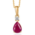AAA Royal Ruby and Luxuriant Lab Grown Diamond 1.65 ctw Pendant Necklace 20 Inches in 18K Vermeil Yellow Gold Over Sterling Silver - Sticky add to cart bar