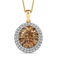 D'Joy Golden Turkizite, White and Chocolate Zircon 3.15 ctw Pendant Necklace in 18K Vermeil Yellow Gold Over Sterling Silver 20 Inches - Sticky add to cart bar