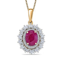 AAA Royal Ruby, Lab Grown Diamond Pendant Necklace in 10K Yellow Gold 3.24 ctw (20 Inches)  (E-F, VS) - Sticky add to cart bar