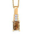 Golden Turkizite and Luxuriant Lab Grown Diamond G-H SI 0.65 ctw Pendant Necklace in 18K Vermeil Yellow Gold Over Sterling Silver 20 Inches - Sticky add to cart bar