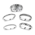 D'Joy Artisan Crafted White Topaz Set of 5 Band Rings in Sterling Silver (Size 10.0) 0.60 ctw - Sticky add to cart bar