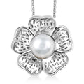 D'Joy Passport to Israel Freshwater Pearl Floral Pendant Necklace in Sterling Silver 20 Inches - Sticky add to cart bar