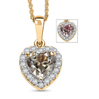 D'Joy AAA Turkizite and Moissanite 1.75 ctw Everlasting Heart Pendant Necklace in 18K Vermeil Yellow Gold Over Sterling Silver 20 Inches