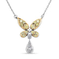 Luxuriant Lab Grown Yellow Diamond (IR) and Lab Grown Diamond VS 0.25 ctw Butterfly Pendant Necklace in Rhodium Over Sterling Silver 18-20 Inches - Sticky add to cart bar