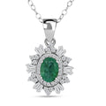 D'Joy Premium Kagem Zambian Emerald and Moissanite 1.50 ctw Pendant Necklace in Rhodium Over Sterling Silver 20 Inches - Sticky add to cart bar