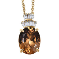 Luxoro AAA Golden Turkizite and G-H I2 Diamond 3.30 ctw Pendant Necklace in 10K Yellow Gold 20 Inches