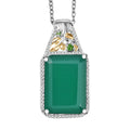 EverTrue Verde Onyx, Chrome Diopside Pendant in 18K YG Plated and Platinum Bond with Stainless Steel Necklace 13.10 ctw (20 Inches) - Sticky add to cart bar