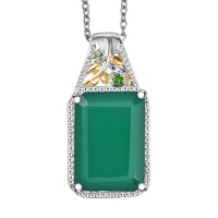 EverTrue Verde Onyx, Chrome Diopside Pendant in 18K YG Plated and Platinum Bond with Stainless Steel Necklace 13.10 ctw (20 Inches)