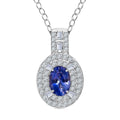 D'Joy Premium Ceylon Blue Sapphire and Moissanite 1.50 ctw Celestial Halo Pendant Necklace in Rhodium Over Sterling Silver 20 Inches - Sticky add to cart bar
