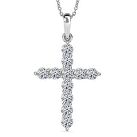 10K White Gold Luxuriant Lab Grown Diamond (G-H, SI) Jesus Cross Pendant with Stainless Steel Necklace (20 Inches) 0.60 ctw