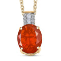 Mexican Cherry Fire Opal and Luxuriant Lab Grown Diamond E-F VS 2.40 ctw Pendant Necklace in 10K Yellow Gold 20 Inches - Sticky add to cart bar