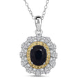 D'Joy Kanchanaburi Blue Sapphire (DF) and Multi Gemstone 4.25 ctw Regal Grace Pendant Necklace 20 Inches in Rhodium Over Sterling Silver - Sticky add to cart bar