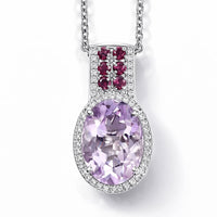 EverTrue Rose De France Amethyst and Multi Gemstone 5.60 ctw Imperial Majesty Pendant in Platinum Bond with Stainless Steel Necklace 20 Inches