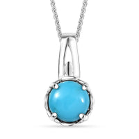 D'Joy Sleeping Beauty Turquoise 1.10 ctw Solitaire Pendant Necklace in Platinum Over Sterling Silver 20 Inches