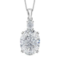 D'Joy Moissanite (Ovl 16x12mm) Pendant Necklace (18 Inches) in Rhodium Over Sterling Silver 10.95 ctw - Sticky add to cart bar