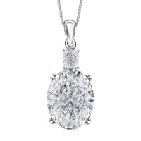 D'Joy Moissanite (Ovl 16x12mm) Pendant Necklace (18 Inches) in Rhodium Over Sterling Silver 10.95 ctw