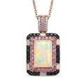 D'Joy Premium Ethiopian Welo Opal, Multi Gemstone Mosaic Art Pendant Necklace (20 Inches) in 18K Vermeil RG Over Sterling Silver 3.75 ctw - Sticky add to cart bar