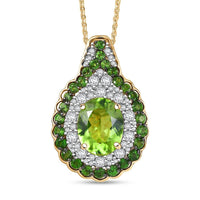 D'Joy Hebei Peridot, Multi Gemstone Pendant Necklace (20 Inches) in 18K Vermeil YG Over Sterling Silver 4.20 ctw