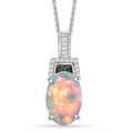 D'Joy Premium Ethiopian Welo Opal, Natural Champagne and White Diamond Pendant Necklace (20 Inches) in Rhodium Over Sterling Silver 2.10 ctw - Sticky add to cart bar