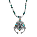 D'Joy Artisan Crafted Premium White Buffalo and Royston Turquoise 44.20 ctw Pendant Necklace in Rhodium Over Sterling Silver 20 Inches - Sticky add to cart bar