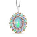 D'Joy Premium Ethiopian Welo Opal, Yellow and Pink Sapphire 6.25 ctw Pendant Necklace in 18K Vermeil YG and Rhodium Over Sterling Silver 20 Inches - Sticky add to cart bar