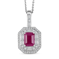 D'Joy Premium Royal Ruby, Moissanite Pendant Necklace (20 Inches) in Rhodium Over Sterling Silver 3.65 ctw