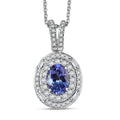 D'Joy Premium Tanzanite and Moissanite 1.35 ctw Pendant Necklace in Rhodium Over Sterling Silver 20 Inches - Sticky add to cart bar