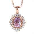 D'Joy AAA Patroke Kunzite, Moissanite Starburst Pendant Necklace in 18K Vermeil RG Over Sterling Silver 3.30 ctw (20 Inches) - Sticky add to cart bar