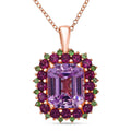 D'Joy AAA Patroke Kunzite, Multi Gemstone Bloom Pendant Necklace in 18K Vermeil RG Over Sterling Silver 9.85 ctw (20 Inches) - Sticky add to cart bar