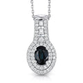 D'Joy AAA Monte Belo Indicolite and Moissanite 1.10 ctw Regal Blue Halo Pendant Necklace in Rhodium Over Sterling Silver 20 Inches - Sticky add to cart bar