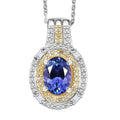 D'Joy Premium Tanzanite, Natural Yellow and White Diamond 1.60 ctw Royal Horizon Pendant Necklace in Rhodium Over Sterling Silver 20 Inches - Sticky add to cart bar