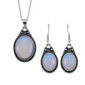 Opalite 110.00 ctw Earrings and Pendant in Silvertone with Stainless Steel Necklace 20 Inches - Sticky add to cart bar