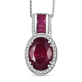 D'Joy Premium African Ruby (FF), Moissanite Heart Pendant Necklace (20 Inches) in Rhodium Over Sterling Silver 10.60 ctw - Sticky add to cart bar
