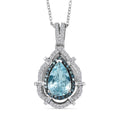 D'Joy Premium Mangoro Aquamarine, Blue Diamond (IR) and Diamond (0.33 cts) Pendant Necklace (20 Inches) in Rhodium Over Sterling Silver 1.90 ctw - Sticky add to cart bar