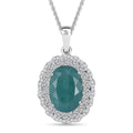 D'Joy Grandidierite and Moissanite 7.90 ctw Celestial Halo Pendant Necklace in Rhodium Over Sterling Silver 20 Inches - Sticky add to cart bar