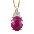 Luxoro AAA Royal Ruby and G-H I2 Diamond 5.60 ctw Empress Crest Pendant Necklace in 10K Yellow Gold 20 Inches - Sticky add to cart bar