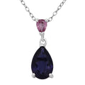 D'Joy Catalina Iolite and Pink Sapphire 1.15 ctw Pendant Necklace in Rhodium Over Sterling Silver 20 Inches - Sticky add to cart bar