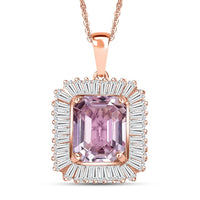 D'Joy AAA Martha Rocha Kunzite, Moissanite Pendant Necklace in 18K Vermeil RG Over Sterling Silver 6.90 ctw  (20 Inches)