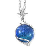GP Celestial Dream Special Murano Style, White Zircon Pendant Necklace in Rhodium Over Sterling Silver 0.10 ctw (20 Inches) (Del. in 12-15 Days)