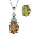 D'Joy Autumn Alexite and Kagem Zambian Emerald 2.00 ctw Oval Art Deco Pendant Necklace in Platinum Over Sterling Silver 20 Inches - Sticky add to cart bar